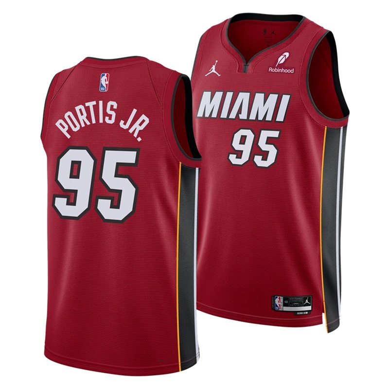 Basketball Bobby Portis #95 Miami Heat Statement Edition Fan Support Team Jersey - Red