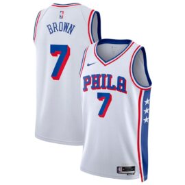 KODYSPORTS Premium Basketball Jaylen Brown #7 Philadelphia 76ers Association Edition Fan Support Team Jersey - White