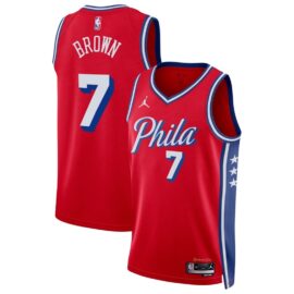 KODYSPORTS Premium Basketball Jaylen Brown #7 Philadelphia 76ers Statement Edition Fan Support Team Jersey - Red