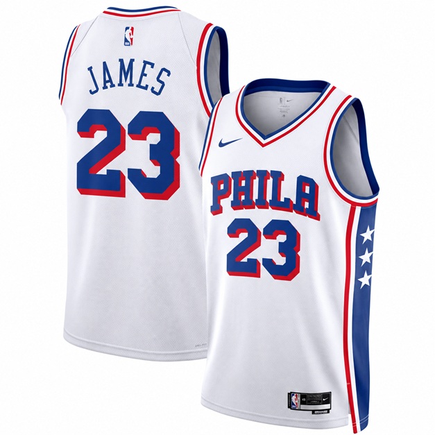 Basketball Lebron James #23 Philadelphia 76ers Association Edition Fan Support Team Jersey - White