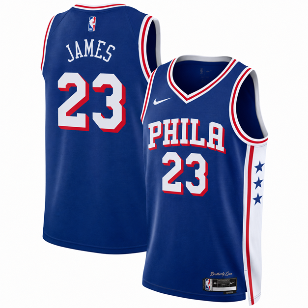 Basketball Lebron James #23 Philadelphia 76ers Icon Edition Fan Support Team Jersey - Blue