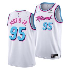 KODYSPORTS Premium Basketball Bobby Portis #95 Miami Heat VICE Edition Fan Support Team Jersey - White