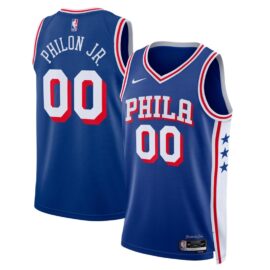 KODYSPORTS Premium Basketball Labaron Philon Jr. #00 Philadelphia 76ers Icon Edition Fan Support Team Jersey - Blue