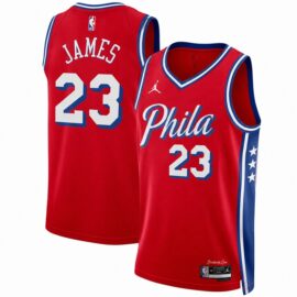 KODYSPORTS Premium Basketball Lebron James #23 Philadelphia 76ers Statement Edition Fan Support Team Jersey - Red