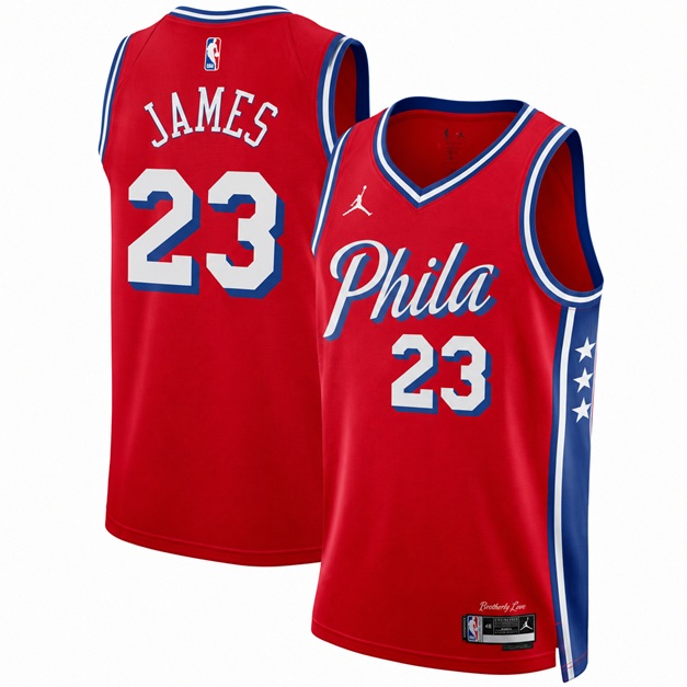 Lebron James #23 Philadelphia 76ers Statement Edition Fan Support Team Jersey - Red