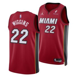 KODYSPORTS Premium Basketball Andrew Wiggins #22 Miami Heat Statement Edition Fan Support Team Jersey - Red