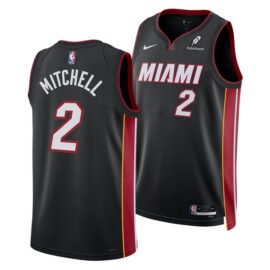 KODYSPORTS Premium Basketball Davion Mitchell #2 Miami Heat Icon Edition Fan Support Team Jersey - Black