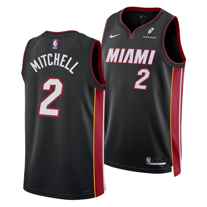 Basketball Davion Mitchell #2 Miami Heat Statement Edition Fan Support Team Jersey - Black