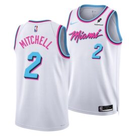 KODYSPORTS Premium Basketball Davion Mitchell #2 Miami Heat VICE Edition Fan Support Team Jersey - White
