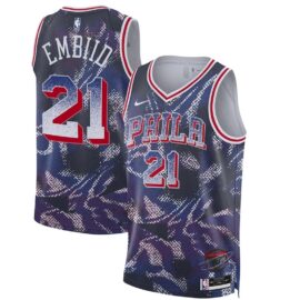 KODYSPORTS Premium Basketball Joel Embiid #21 Philadelphia 76ers Select Series Fan Support Team Jersey - Blue