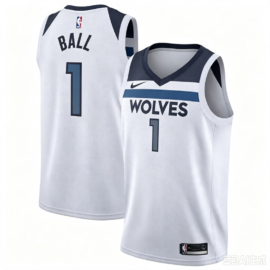 KODYSPORTS Premium Basketball LaMelo Ball #1 Minnesota Timberwolves Association Edition Fan Support Team Jersey - White
