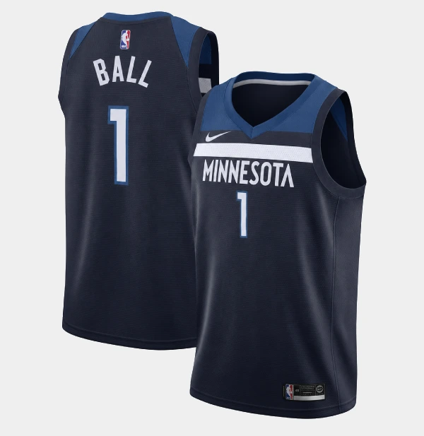 Basketball LaMelo Ball #1 Minnesota Timberwolves Icon Edition Fan Support Team Jersey - Navy