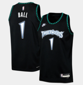 KODYSPORTS Premium Basketball LaMelo Ball #1 Minnesota Timberwolves Throwback Edition Fan Support Team Jersey - Black
