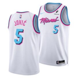 KODYSPORTS Premium Basketball Nikola Jović #5 Miami Heat Statement Edition Fan Support Team Jersey - White